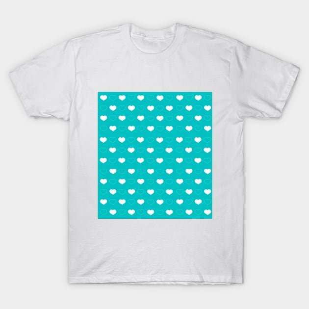 Hearts white on mint T-Shirt by Crea Twinkles